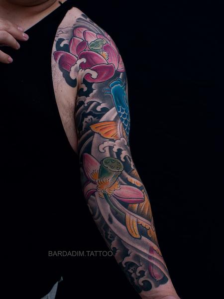 tattoos/ - Japanese Sleeve Koi and Lotus - 134216